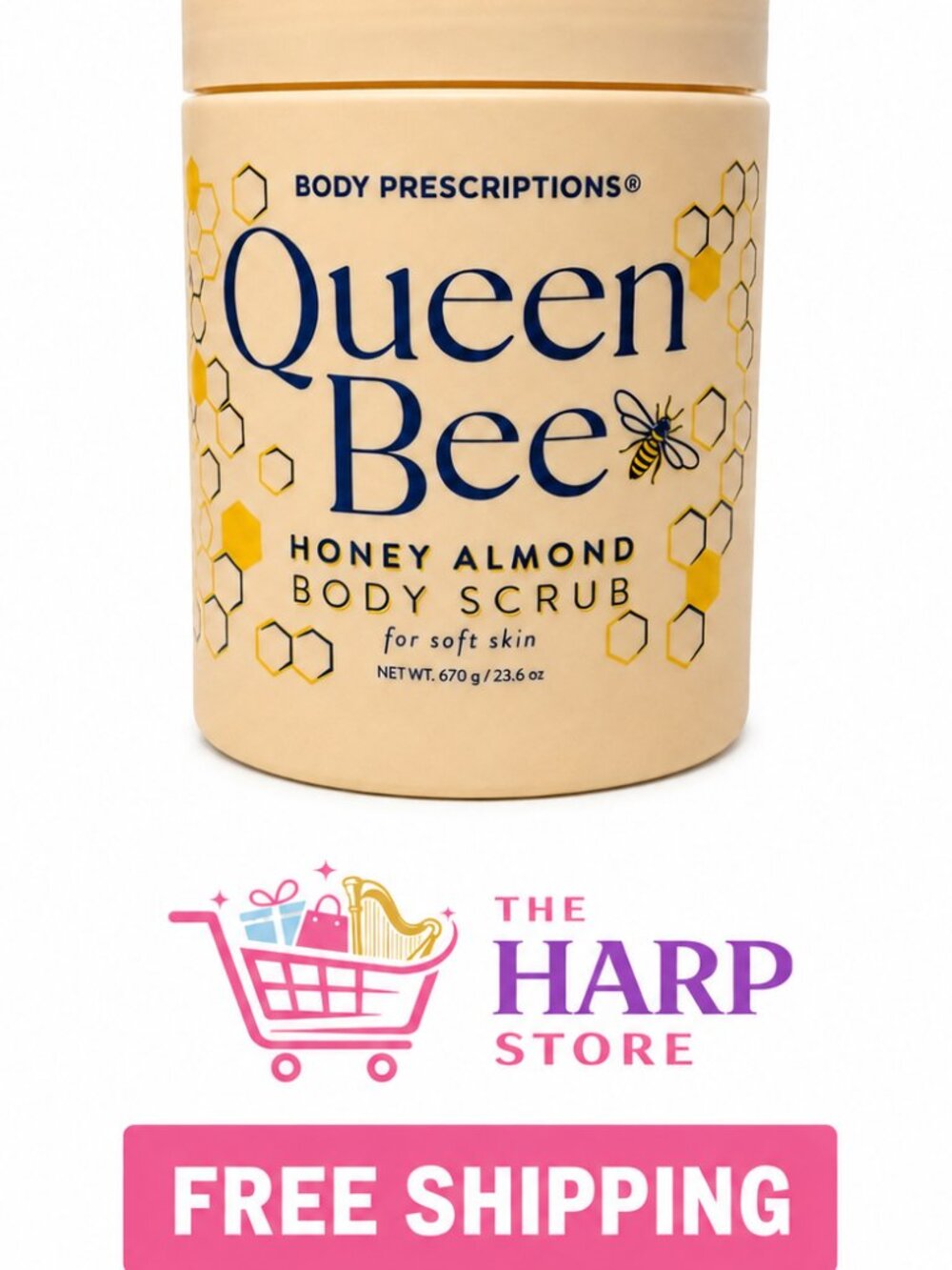 Body Prescriptions Queen Bee Honey Almond Body Scrub, 23.6 oz